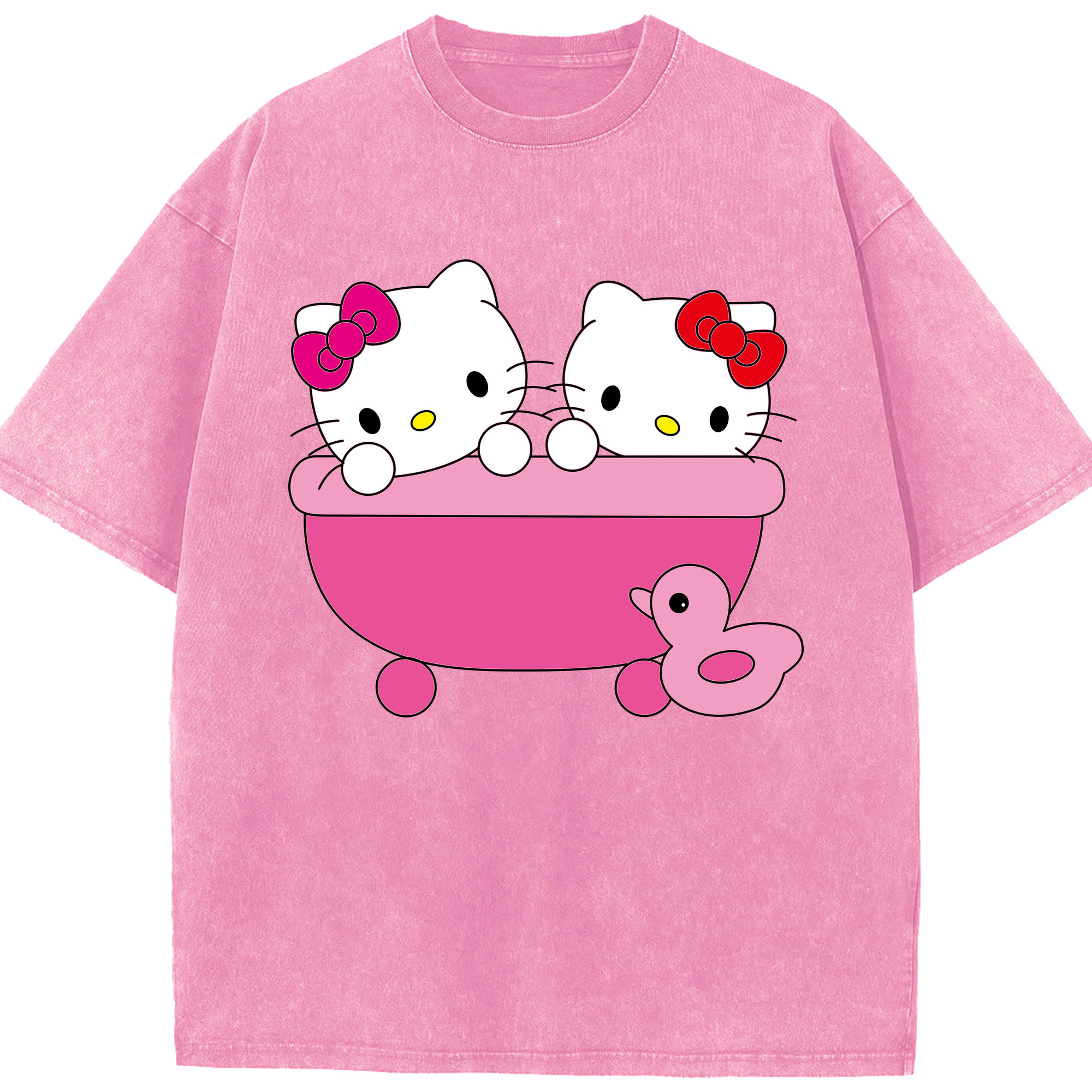（画像用） Hello Kitty ハローキティ 綿100% ヴィンテージ風 半袖Tシャツ（フロントプリント）